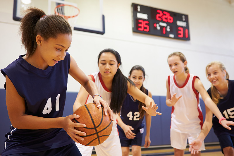 高中,篮球运动,进行中,女性,游戏,高中篮球,篮球,记分板,学校体育馆,休闲游戏