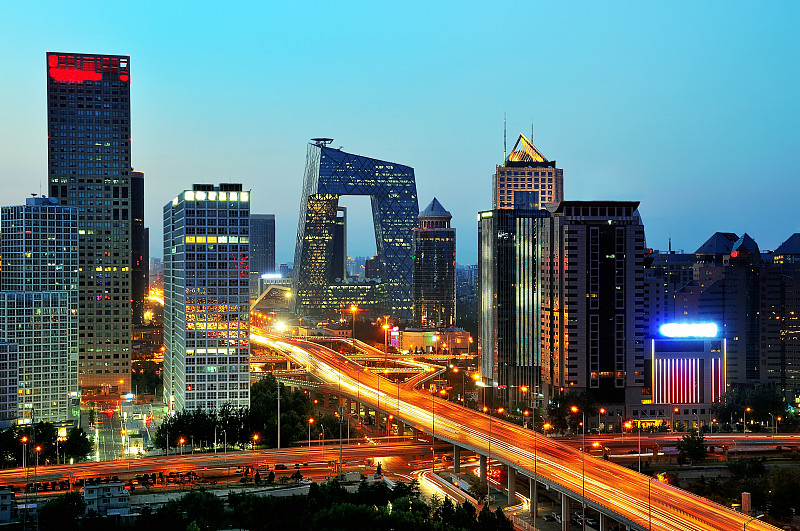 夜晚,北京cbd,北京,金融区,市区,都市风景,公路,路,天空,留白
