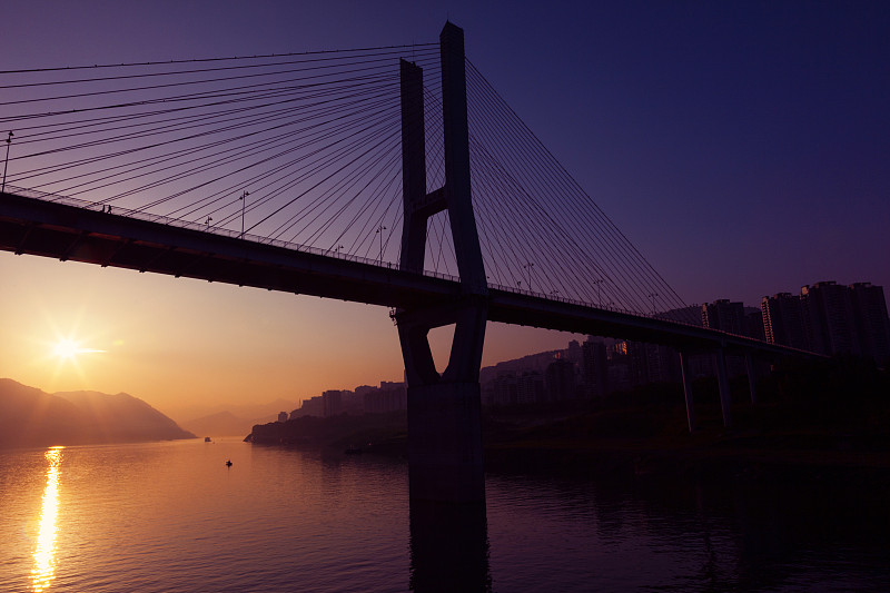 桥,长寿市,重庆,长江,重庆市,水,天空,美,留白,水平画幅