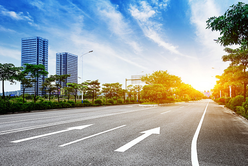 城市,现代,柏油路,公路,城镇,地平线,街道,路,市区,天空