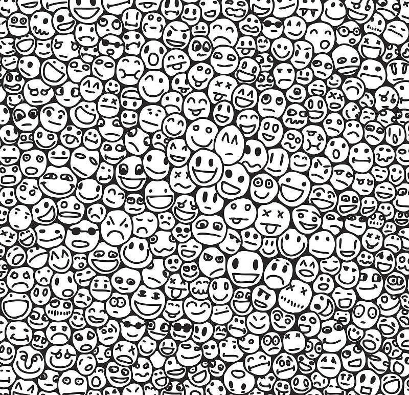 圆形,式样,动物手,拟人笑脸,乱画,绘画插图,绘画艺术品,黑色,幽默,欢乐