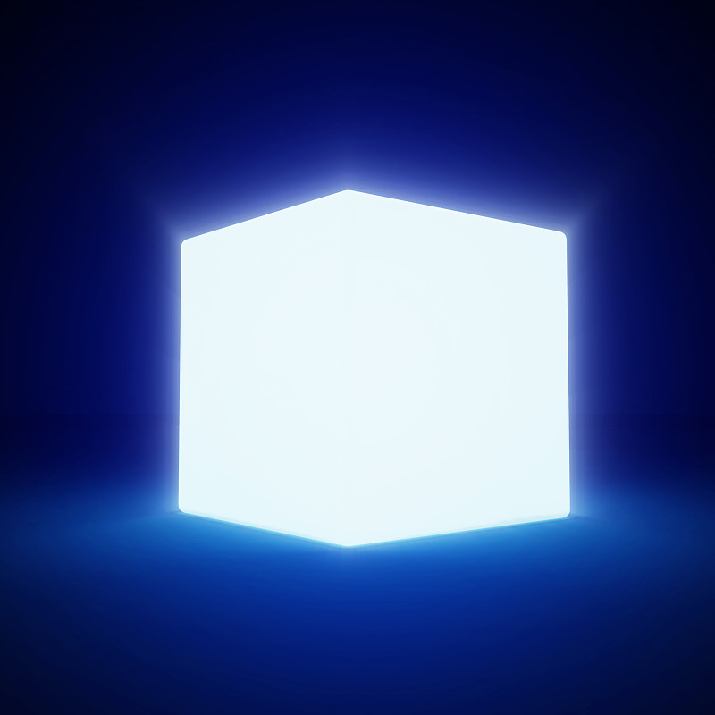 立方体,空白的,抽象,蓝色背景,立方体形状,霓虹灯,盒子,留白,无人,符号