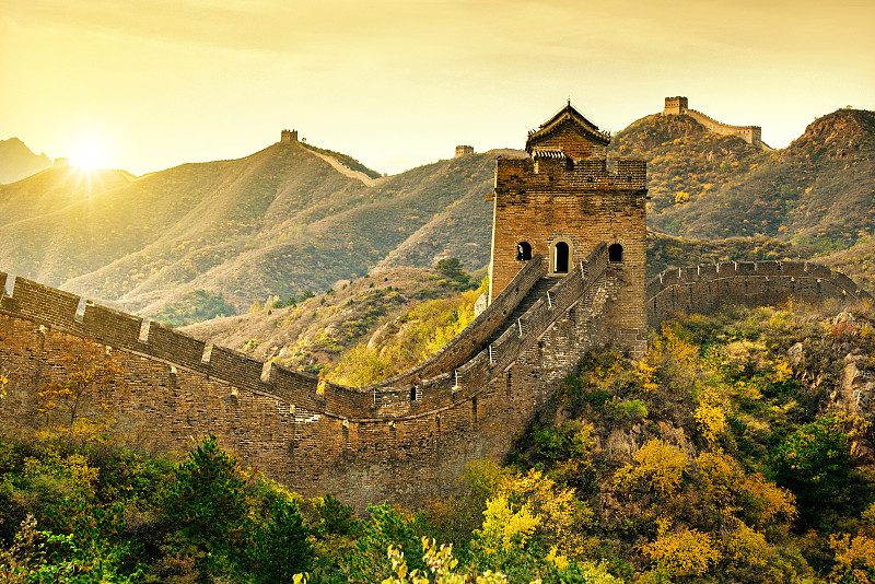 北京,世界遗产,要塞,远古的,非凡的,围墙,秋天,旅游目的地,风景,自然