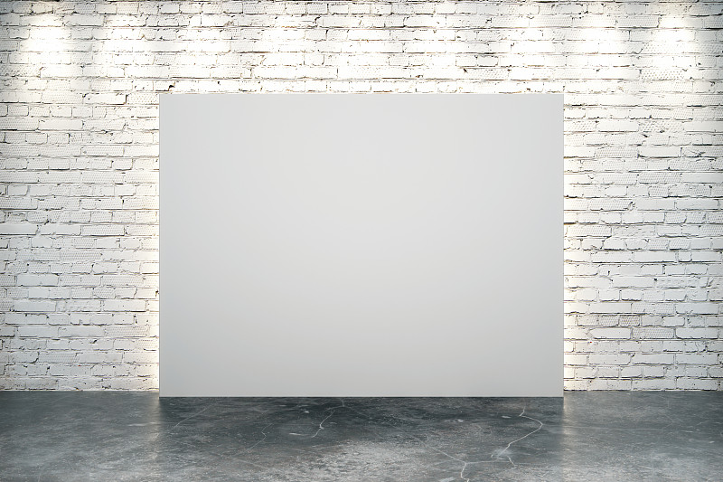 白色,画布,空白的,在中心,砖墙,办公室,留白,边框,水平画幅,墙