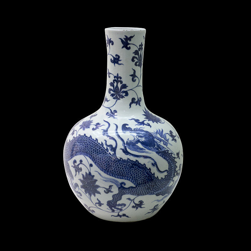 花瓶,瓷器,蓝色,分离着色,黑色背景,古董,陶瓷制品,艺术,无人,古典式