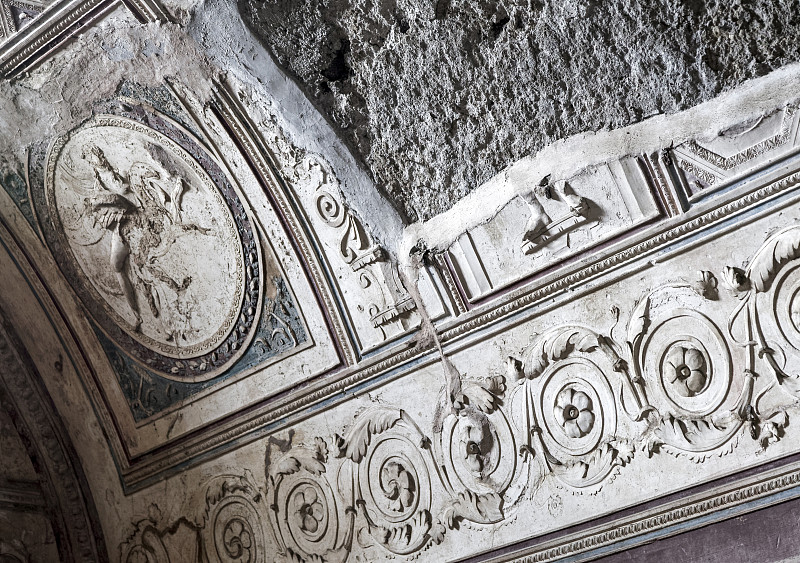 罗马浴池,古代文明,公共浴室,水平画幅,维苏威火山,古老的,天花板,旅行者,掩埋的,考古学