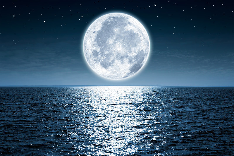 水,天空,留白,夜晚,月亮,曙暮光,湖,想法,海滩,海景