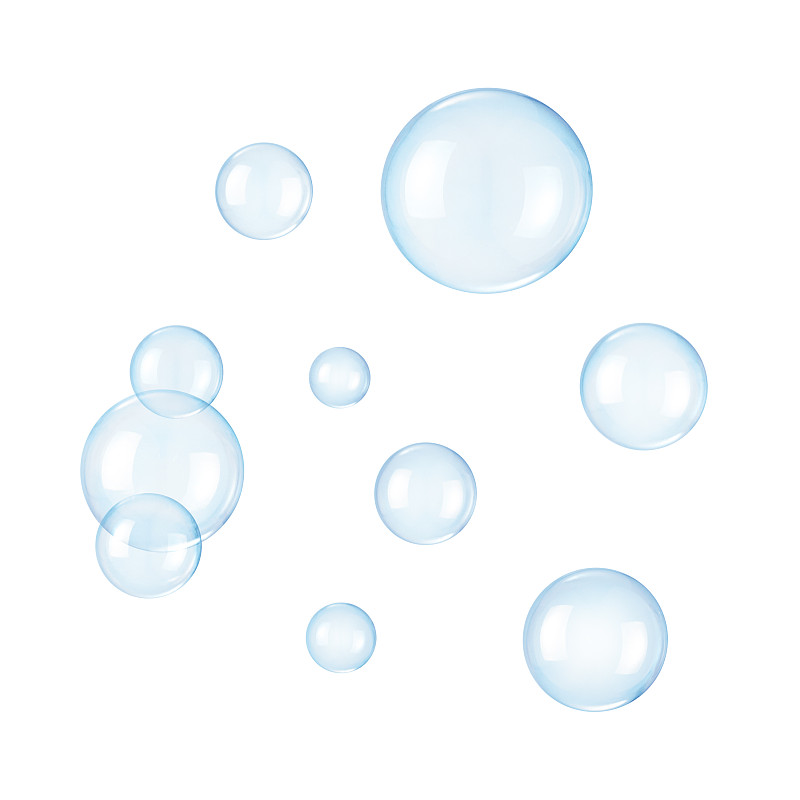 肥皂泡,白色背景,泡沫材料,泡泡,透明,香波,球体,白色,蓝色,圆形