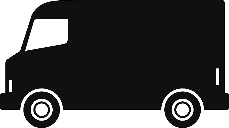 厢式货车,黑色,面包车,绘画插图,符号,陆用车,白色背景,背景分离,卡车,商用车