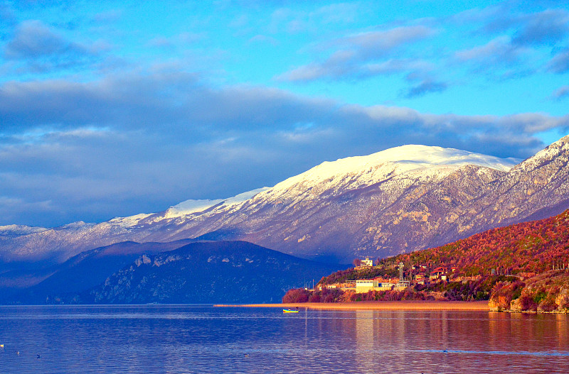 阿尔巴尼亚,奥理德湖,看风景,乡村,自然,气候,悬崖,水平画幅,地拉那,雪