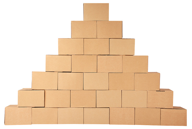 盒子,纸箱,金字塔形,褐色,水平画幅,器材箱,无人,白色背景,纸板,背景分离