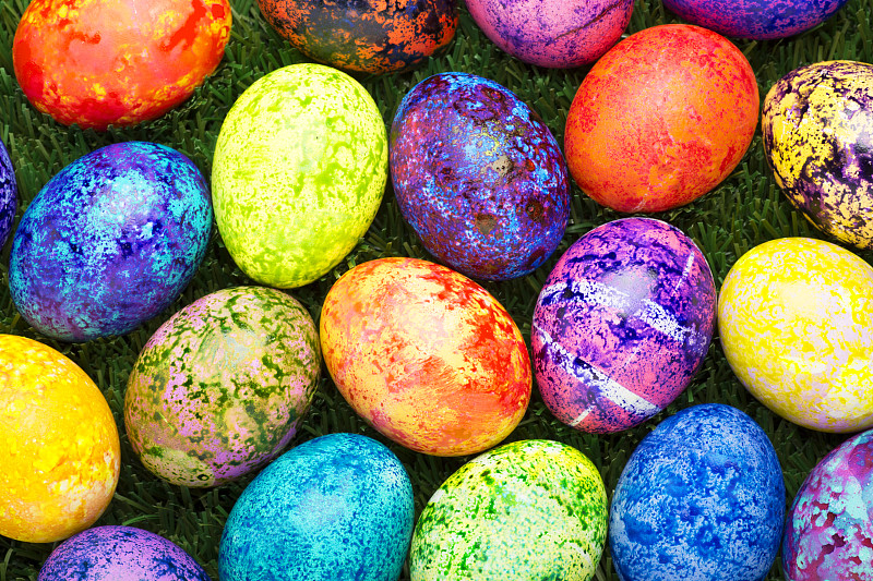 复活节彩蛋,草,色彩鲜艳,斑点,绿色,卵,寻找复活节彩蛋,复活节,水平画幅,高视角