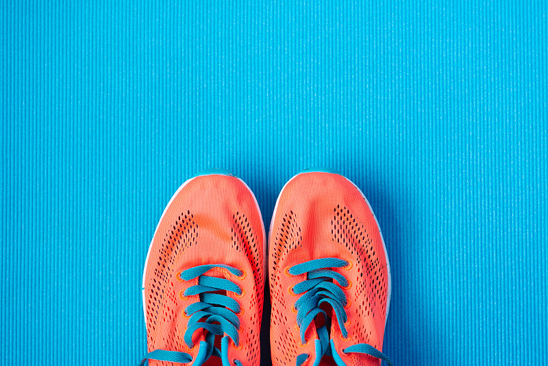 运动,生活方式,背景,概念,留白,水平画幅,橙色,无人,蓝色,鞋子