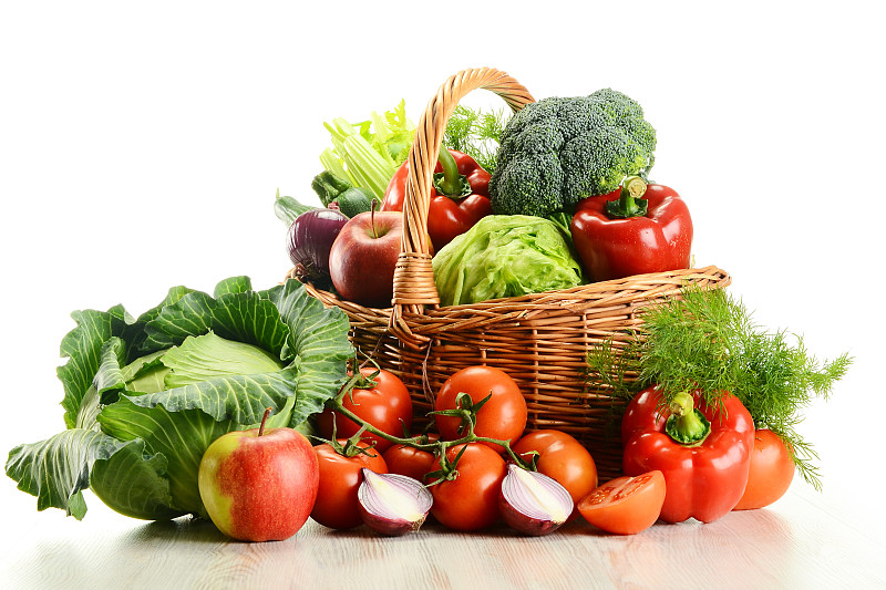 篮子,蔬菜,有机食品,清新,水果,背景分离,素食,食品,胡萝卜,水平画幅