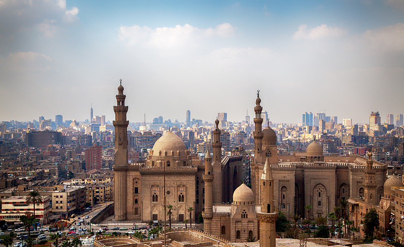 苏丹,清真寺,都市风景,阿拉巴马州,瑞法伊清真寺,苏丹哈桑清真寺,开罗,开罗西塔德尔,埃及,宣礼塔