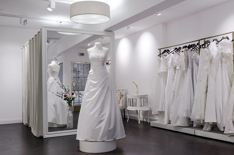 新娘用品商店,商店,人造模特,镜子,巨大的,试衣间,婚纱,新娘,婚礼,服装店