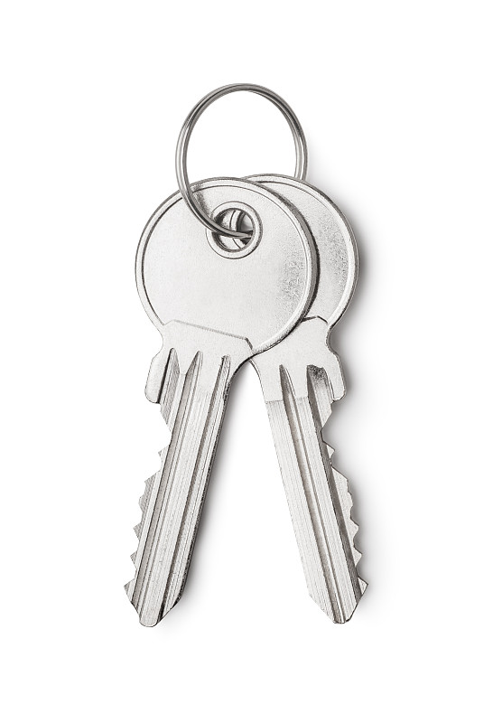 钥匙,银色,钥匙圈,房间钥匙,垂直画幅,易接近性,无人,房地产,白色背景,背景分离