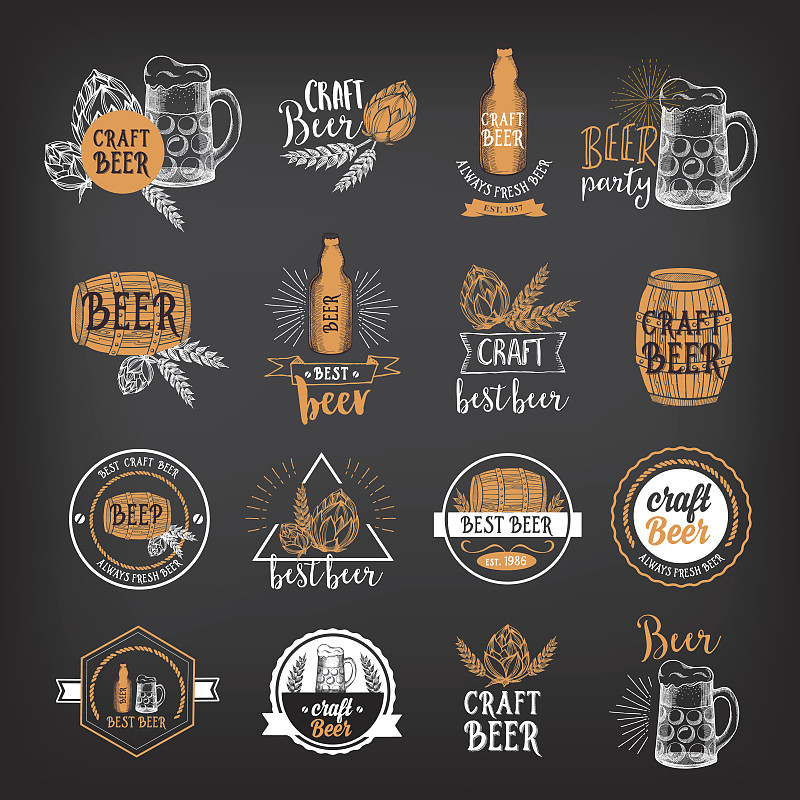 啤酒,饮料,证章,模板,餐馆,精酿啤酒,酿酒厂,啤酒节,酒桶,品脱酒杯