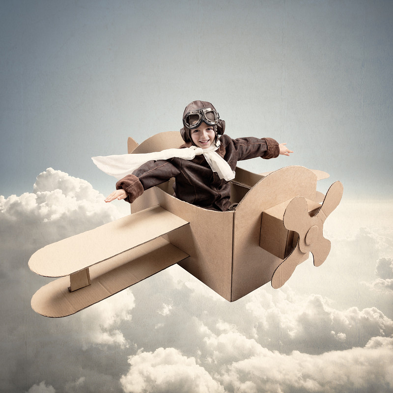 飞行员,模型飞机,幻想,双翼飞机,放开思路,飞行风镜,梦想,白日梦,纸板,玩具