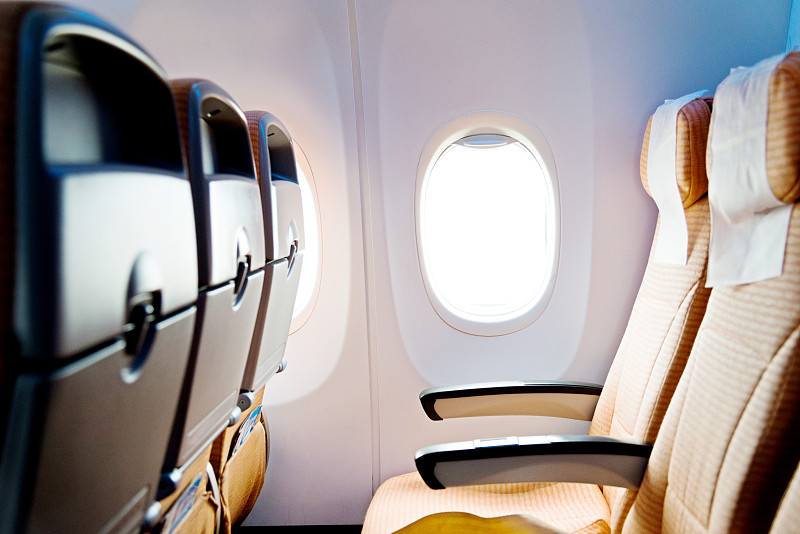 机舱座位,空的,窗座,车座,座位,经济舱,飞机,水平画幅,无人,椅子