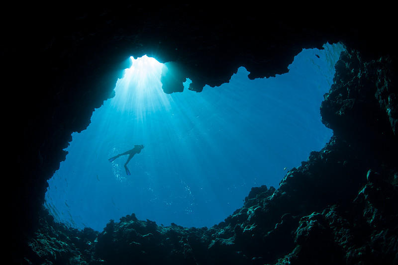 浮潜,蓝孔,水平画幅,水肺潜水,无人,水下,科学,生物学,生态多样性,礁石