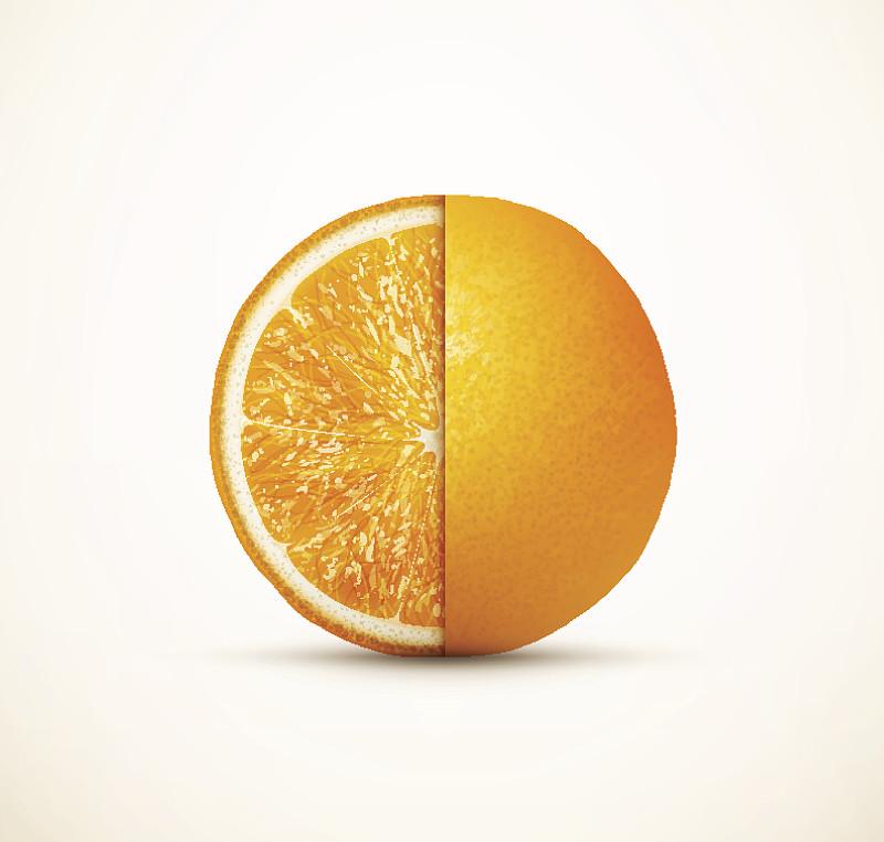 橙子,清新,横截面,水果,一半的,照相写实主义,橙色,素食,无人,绘画插图