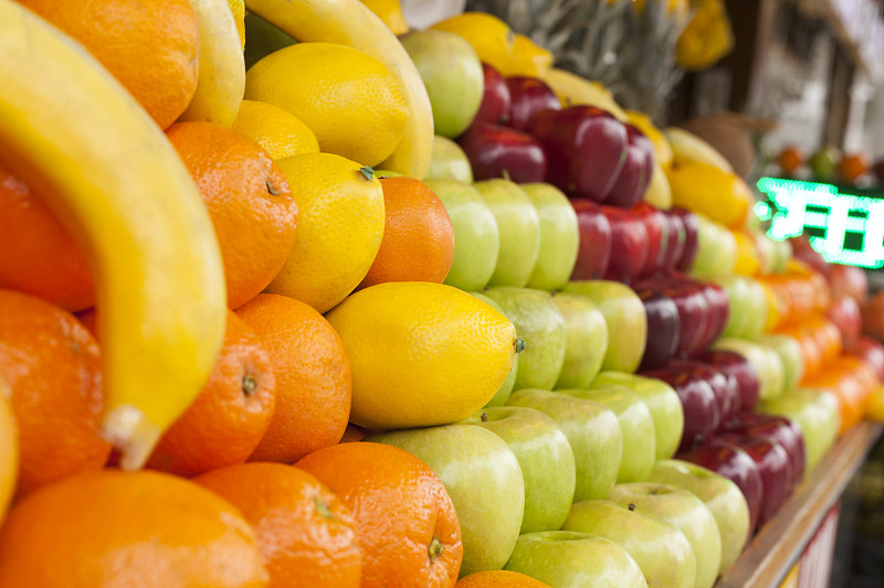 水果,农业市集,超级市场,蔬菜水果店,食品杂货,零售展示,水平画幅,无人,巨大的,椰子
