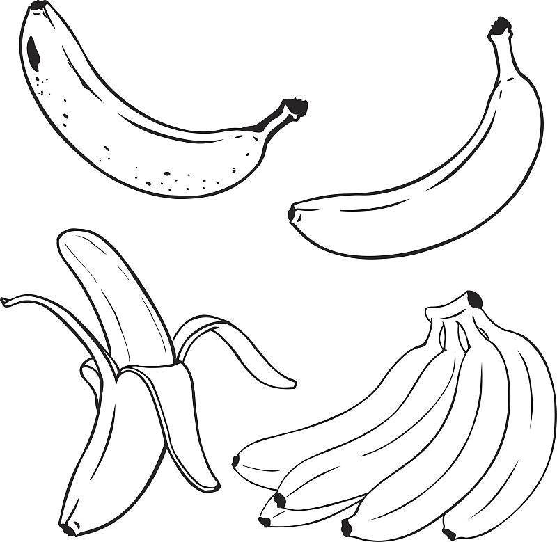 香蕉,矢量,线条,黄色,线条画,素食,绘画插图,符号,墨水,生食