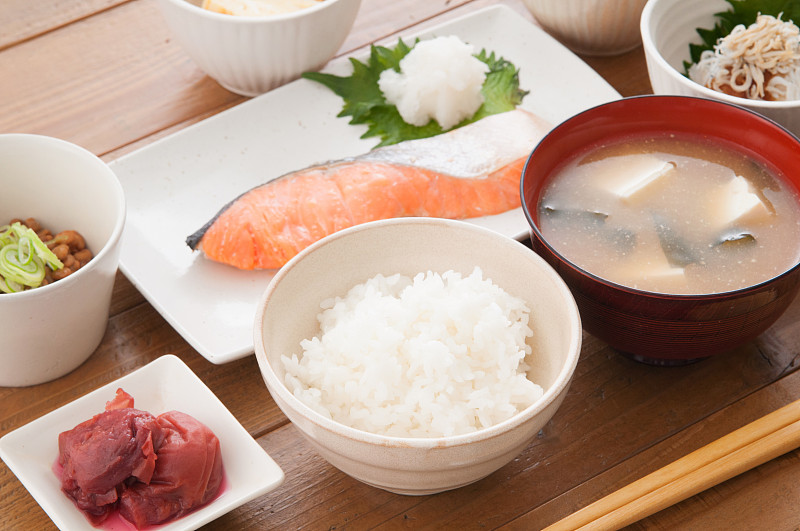 早餐,日本,味噌汤,白米,膳食,味噌酱,米,豆腐,水平画幅,无人