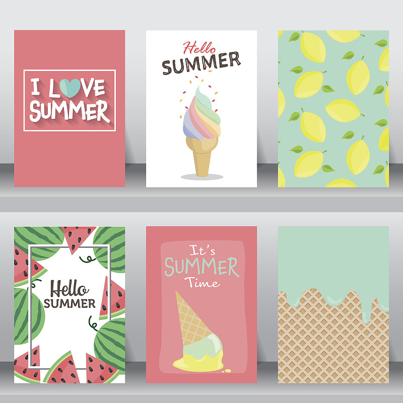 夏天,矢量,背景,冰淇淋,绘画插图,标签,柠檬,模板,你好,字体