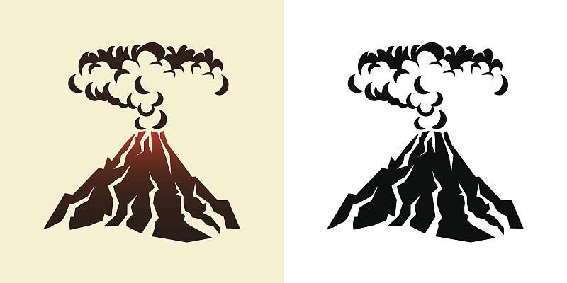 火山,地震,自然,活火山,热,山,熔岩,绘画插图,户外,矢量
