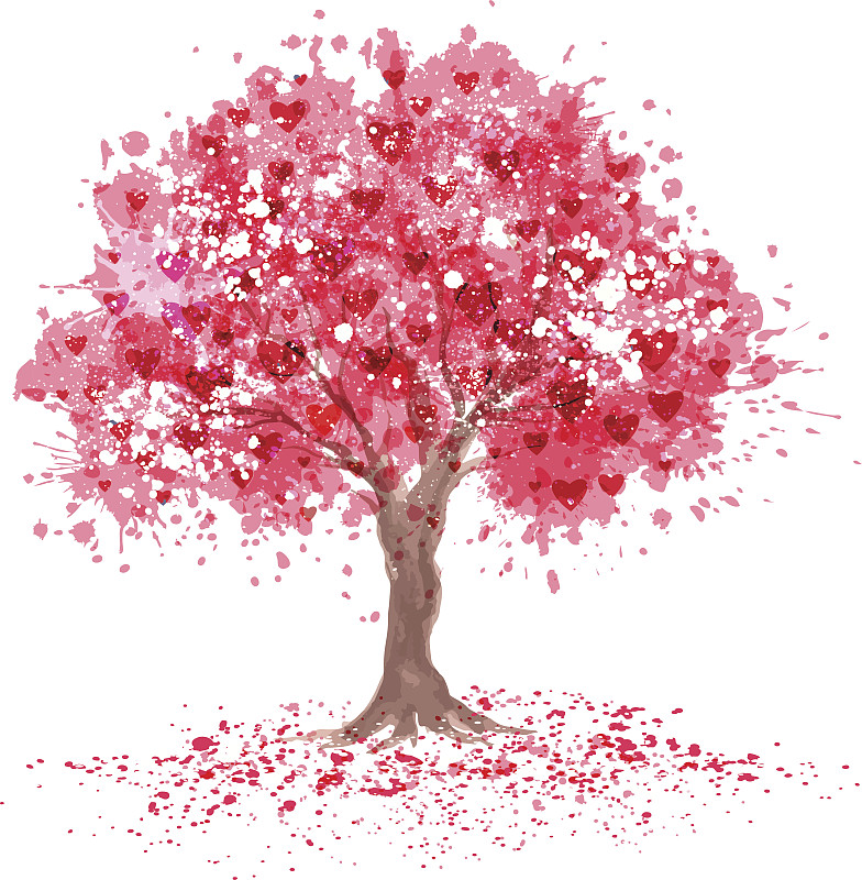 樱桃树,抽象,时尚,图像特效,地形,樱花,绘画插图,浪漫,自然美