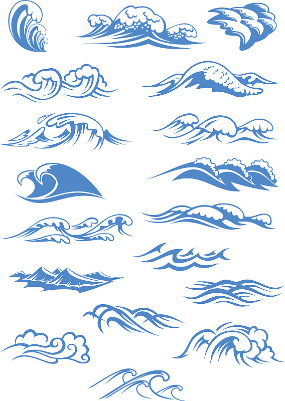 波浪,蓝色,波形,强风,气候,华丽的,部分,从容态度,水面,暴风雨