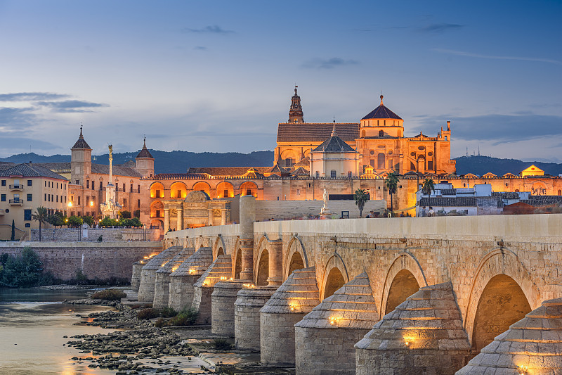 罗马桥,西班牙,清真寺,科尔多瓦,安达卢西亚,科尔多瓦清真寺,瓜达尔基维尔河,摩尔人风格,伊比利亚风格
