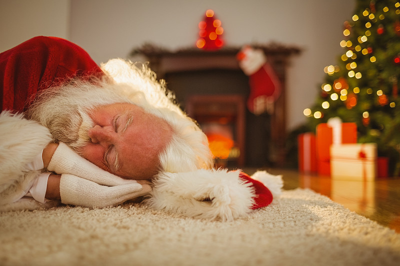 圣诞老人,小毯子,休闲活动,水平画幅,家庭生活,圣诞树,白人,男性