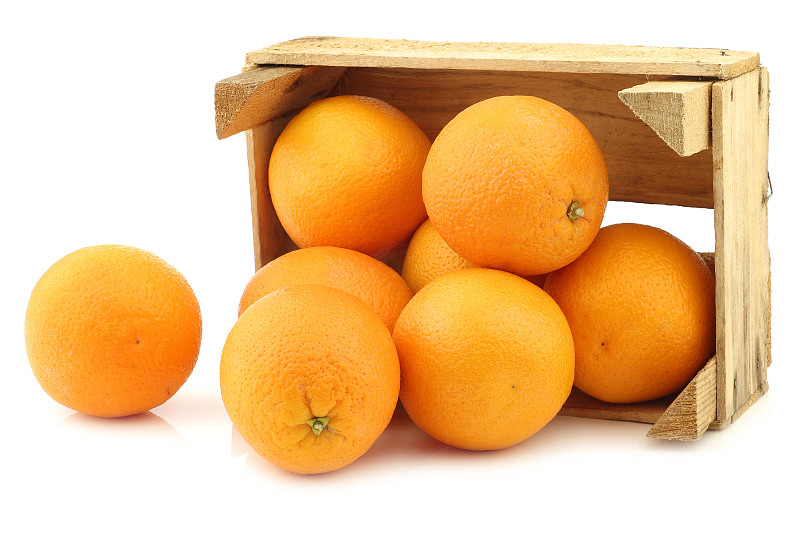 板条箱,橙子,清新,早餐,水平画幅,橙色,木制,水果,无人,白色背景