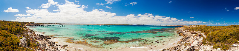 南澳大利亚,全景,袋鼠岛,海湾,水,天空,水平画幅,无人,夏天,户外
