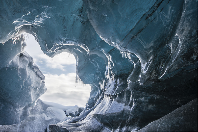 冰河,洞穴,自然,水,式样,寒冷,水平画幅,地形,雪,无人