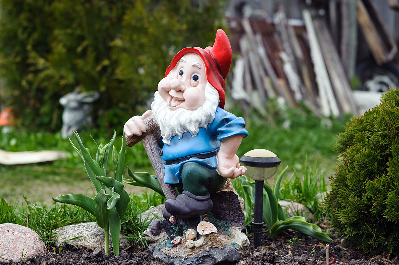 花园矮人雕像,小的,雕像,园林,琉璃苣,欢迎标志,拟人笑脸,水,泥土,草