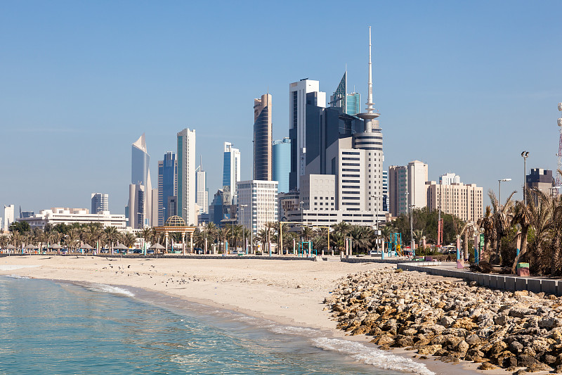 城市天际线,科威特市,水平画幅,无人,当地著名景点,建筑外部,户外,城市,建筑结构,都市风景