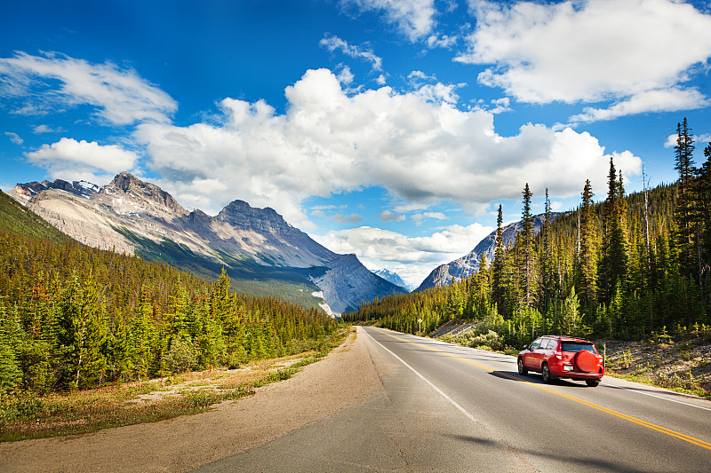 自驾游,加拿大落基山脉,乘车穿过,阿尔伯塔省,山脉,加拿大,公路,风景,山,汽车