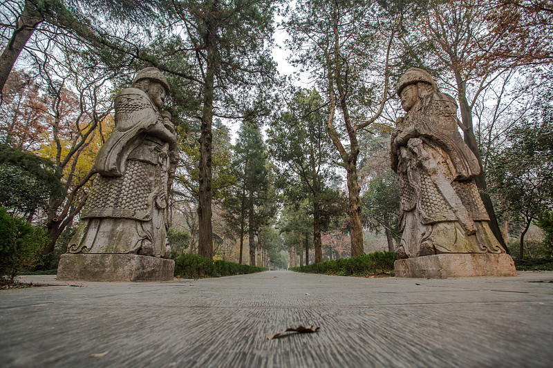 赤土陶器,古老的,过去,小路,勇士,平衡折角灯,钟山风景名胜区,明十三陵,南京,古代文明