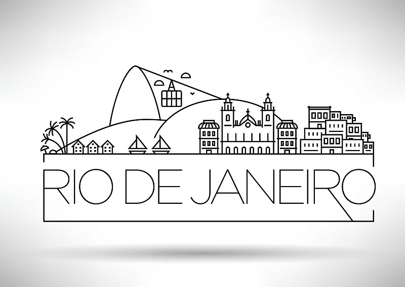 里约热内卢,字体,巴西,直的,城市,甜面包山,线条画,著名自然景观,南美