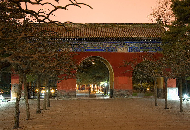 公园,大门,红色,北京,日坛公园,胡青,明朝风格,纪念碑,水平画幅,夜晚