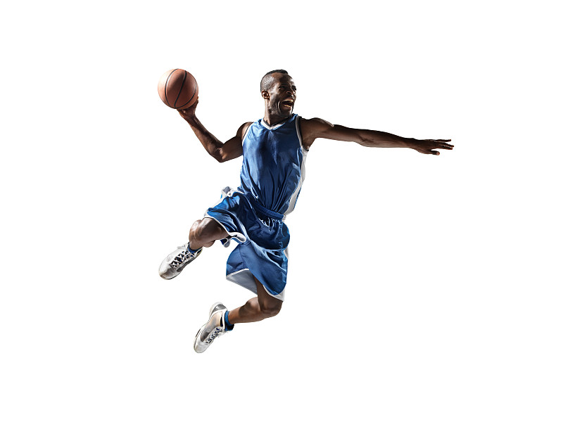 篮球运动员,分离着色,篮球运动,跳投,运动,背景分离,白色背景,正面视角,t恤,努力