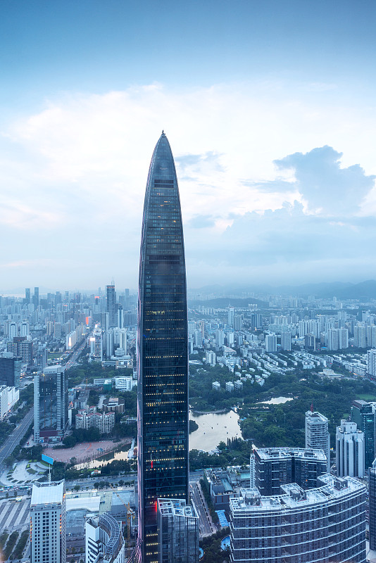 深圳,都市风景,现代,城市天际线,城市,办公大楼,垂直画幅,天空,高视角,无人