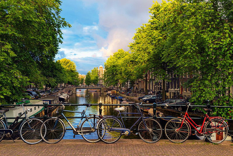 阿姆斯特丹,骑自行车,运河,阿姆斯特河,水,外立面,水平画幅,无人,户外,都市风景