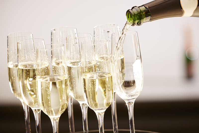 香槟地区,玻璃杯,充满的,餐盘,铭悦香槟葡萄园,香槟杯,结婚宴会,正餐宴会,香槟,份量