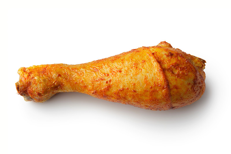 鸡腿,烤的,白肉,白色背景,分离着色,鸡,鸡肉,烤鸡,格子烤肉,水平画幅