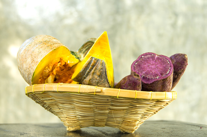 南瓜,篮子,紫薯,笋,泰国人,素食,农作物,条纹,块茎,清新